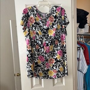 Avenue Pink and Yellow Floral Blouse with Relaxed Fit